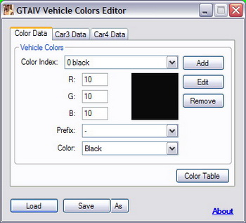 GTAIV Vehicle Colors Editor v1.1