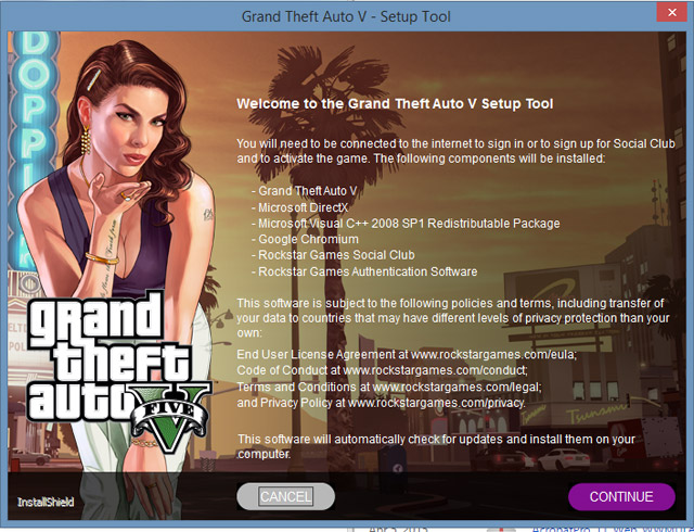 Скриншоты установщика GTA на ПК