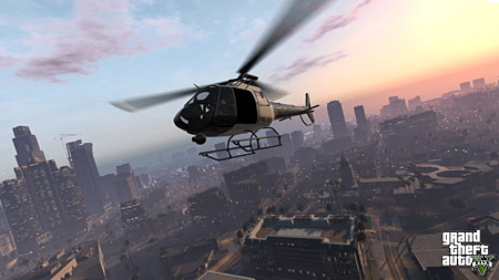 Полицейский вертолёт из GTA 5 патрулирует Лос Сантос