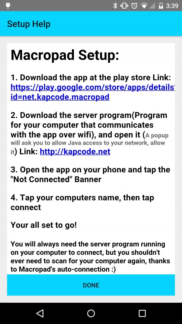 Macropad Android App Server v1.0