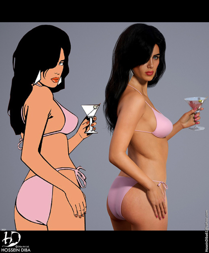 Девушка в розовом бикини из GTA: Vice City в 3D.