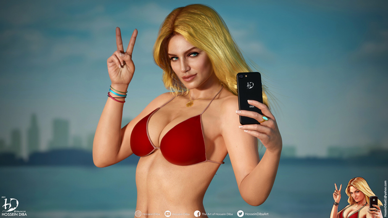 Дівчина з пляжу з GTA 5 в 3D.