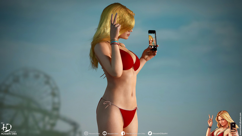 Девушка с пляжа из GTA 5 в 3D.
