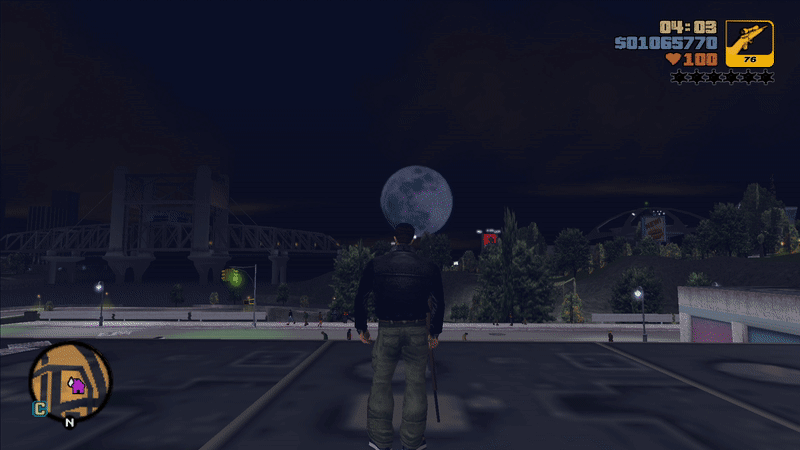 Трюк с изменением размера Луны в GTA 3.