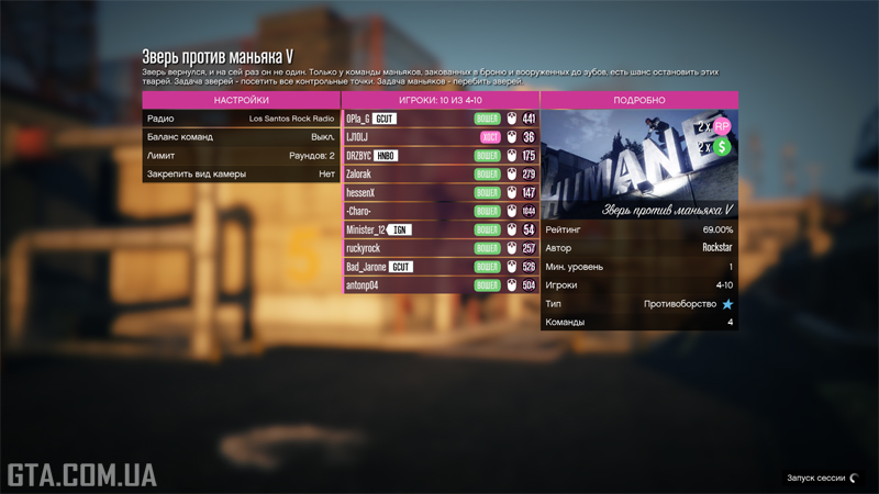 Описание режима противоборства «Зверь против маньяка V».