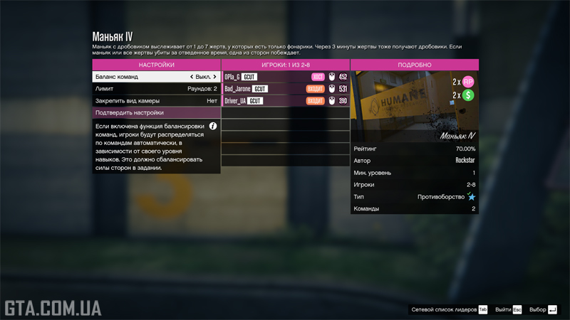 Опис режиму протиборства «Маніяк IV».