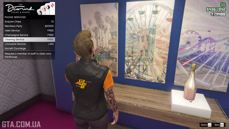 Ordering services in the Penthouse.