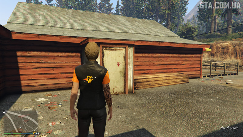 Доказ #4. Кровавий відбиток руки на двері за мотелем Bayview Lodge у лісі Палето.