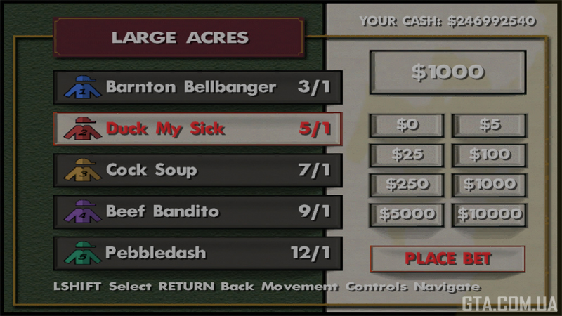 Betting screen.