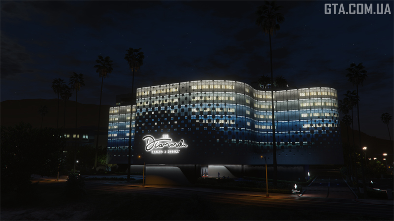 The Diamond Casino & Resort at night.
