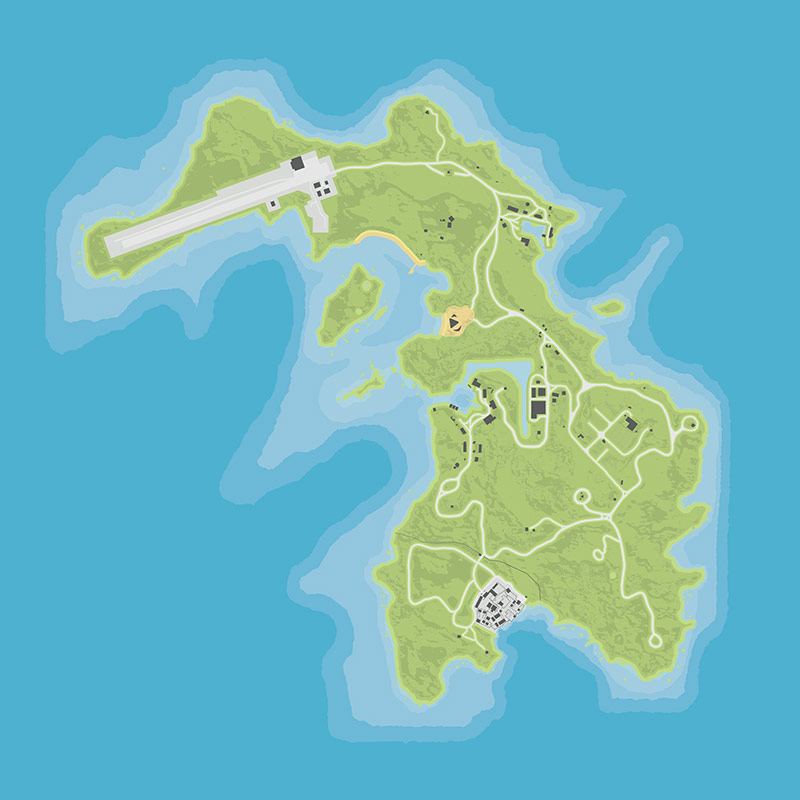 Общая карта Кайо Перико в GTA Online.