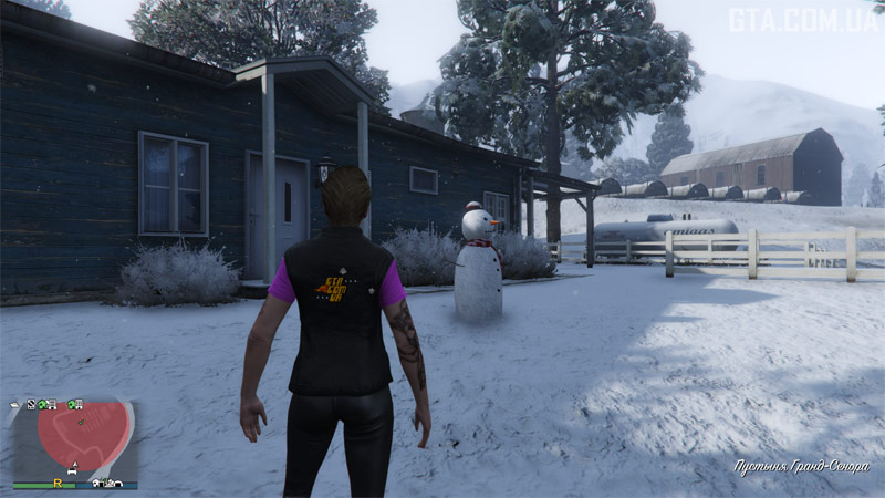 Снеговик #16. Рядом с домом на ферме в пустыне Гранд Сенора, в радиусе действия бандитской разборки.