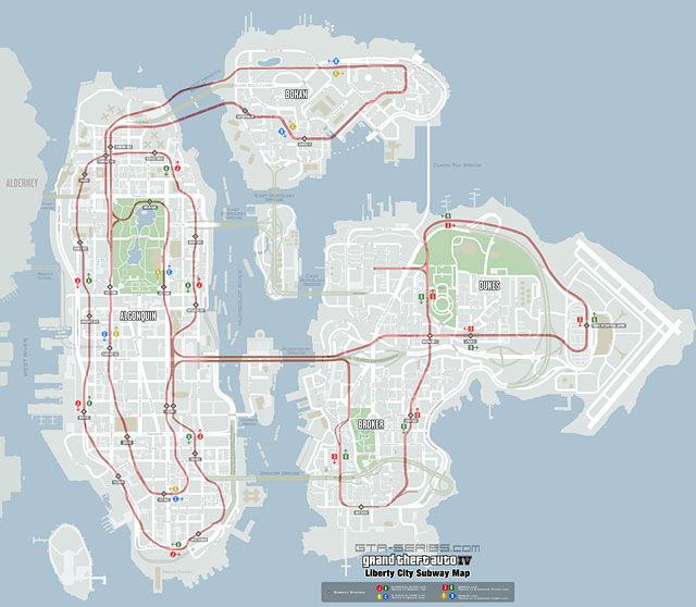Карта станций и линий метро GTA 4