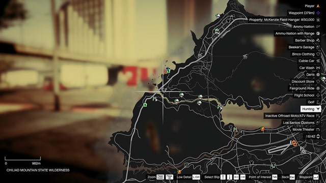 Карта охоты в GTA 5