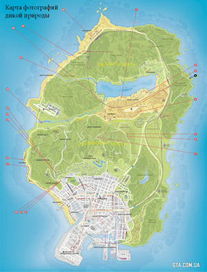 Карта фотографий дикой природы в GTA 5