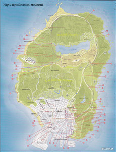 Карта пролётов под мостом GTA 5