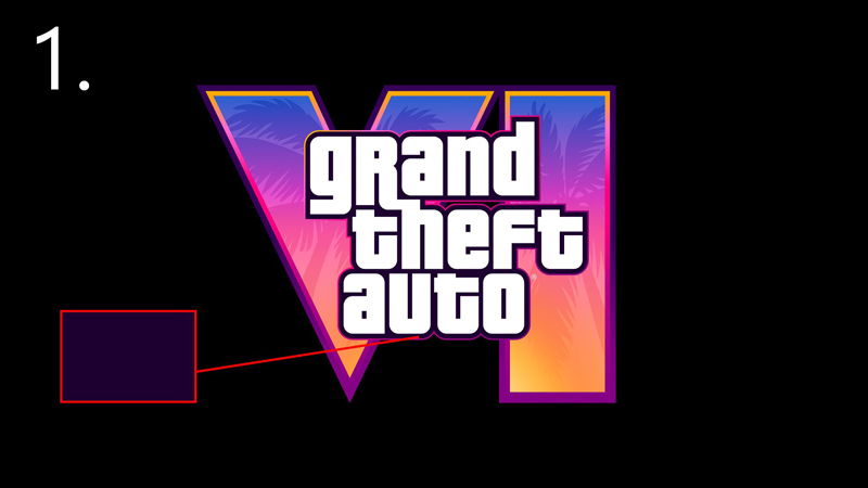 Інший колір контуру навколо назви Grand Theft Auto.