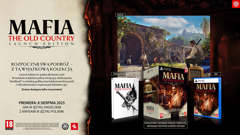 Внутри лимитированного издания Mafia: The Old Country игроки найдут копию игры, стилбук и пазл на 1 000 элементов со скриншотом.