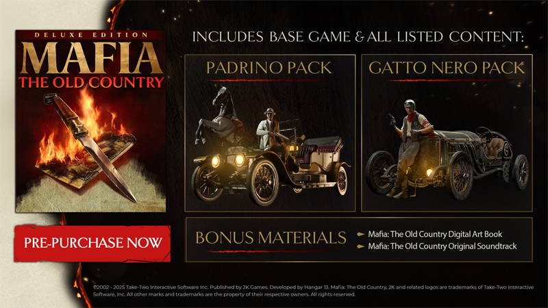The Deluxe Edition includes the Padrino and Gatto Nero Packs.