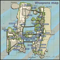 Карта с отмеченным бесплатным оружием