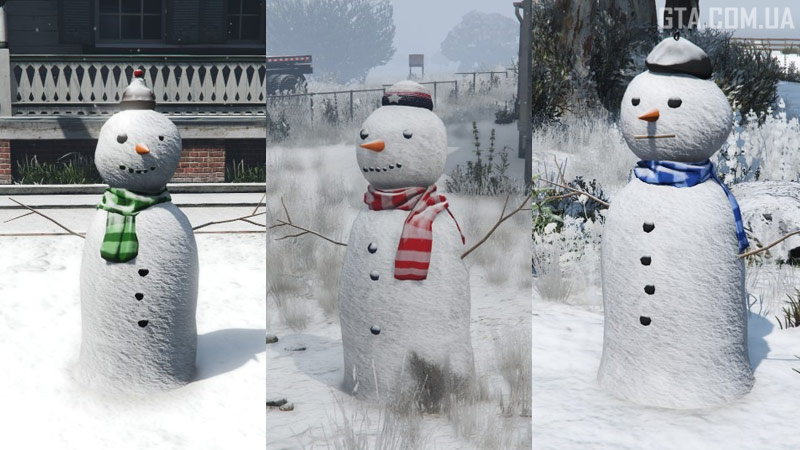Три вида снеговиков в GTA Online.