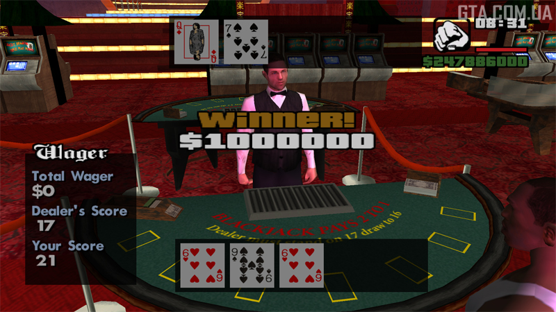 A million won in blackjack.