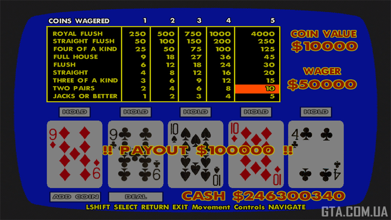 One hundred thousand won in video poker.