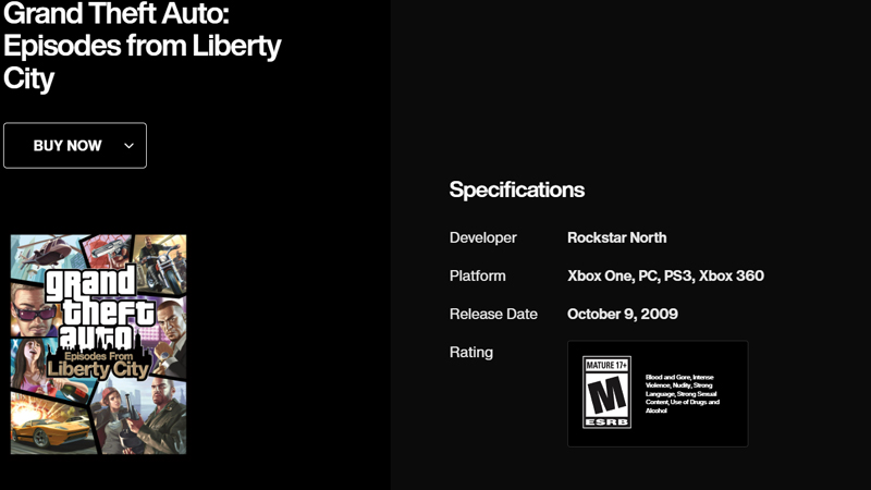Дата выхода GTA: Episodes from Liberty City, указанная на официальном сайте Rockstar Games, неправильна.