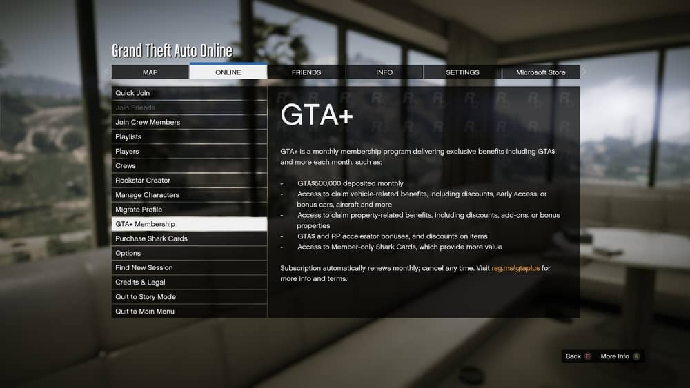 В меню Сеть появилась возможность оформить GTA+