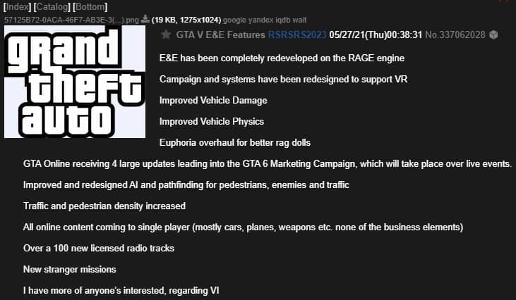 Оригинальный снимок с 4chan про изменения в GTA 5: Expanded & Enhanced
