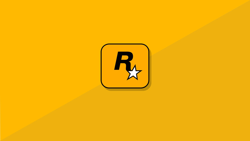 Логотип Rockstar Games на помаранчевому тлі.