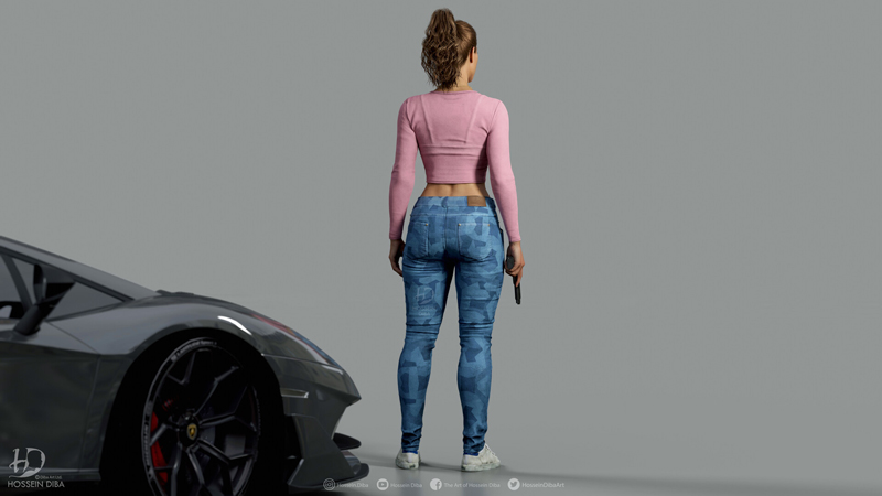3D-модель героїні GTA 6 у виконанні Хусейна Діби.