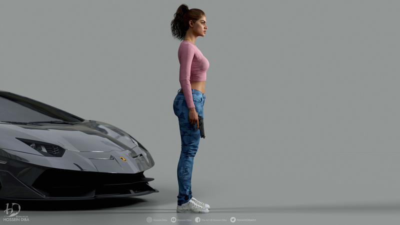 3D-модель героини GTA 6 в исполнении Хуссейна Дибы.