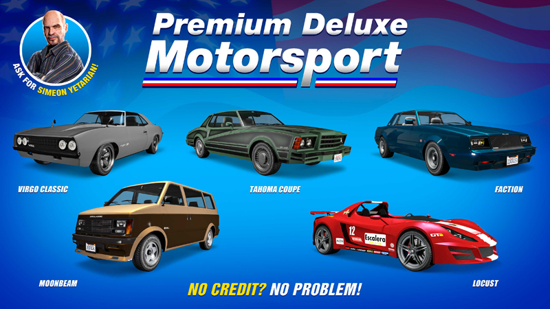 Cars in Premium Deluxe Motorsport this week.