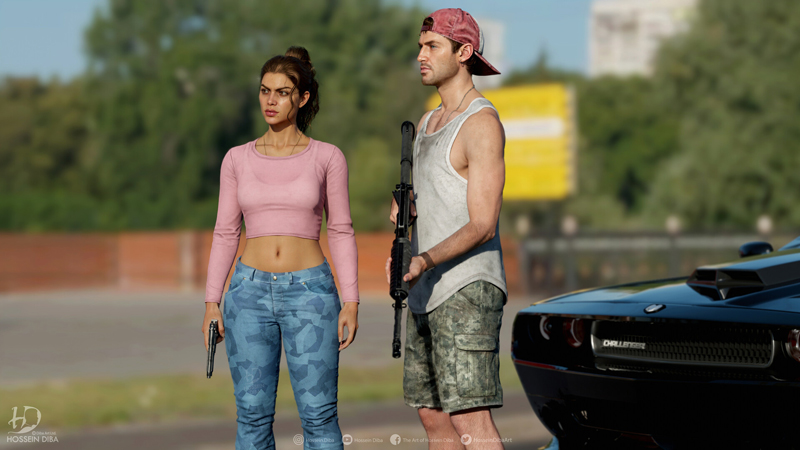 3D models of the main characters of GTA 6 performed by Hussain Diba.