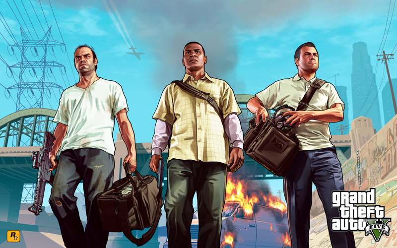 This is because it is an allusion to one of the first illustrations, which depicts the trio of GTA 5 protagonists.
