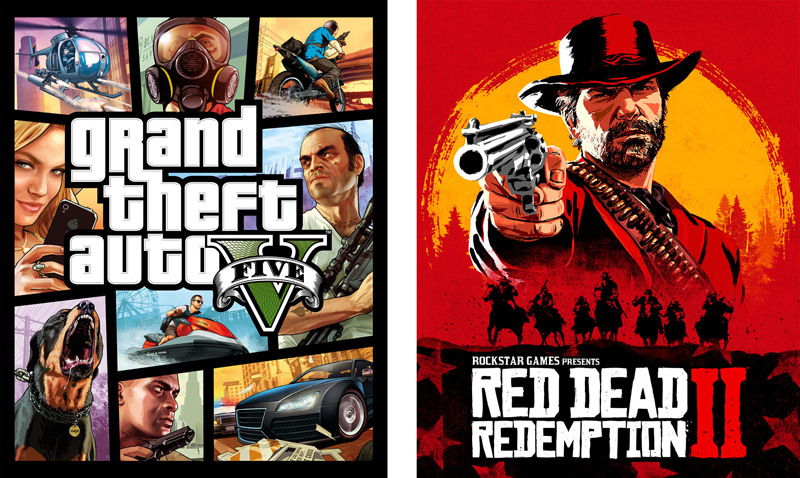 Обкладинки двох флагманів Rockstar Games: GTA 5 та RDR 2.