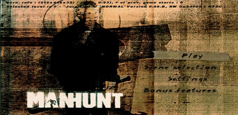 Главное меню в ранней версии Manhunt.