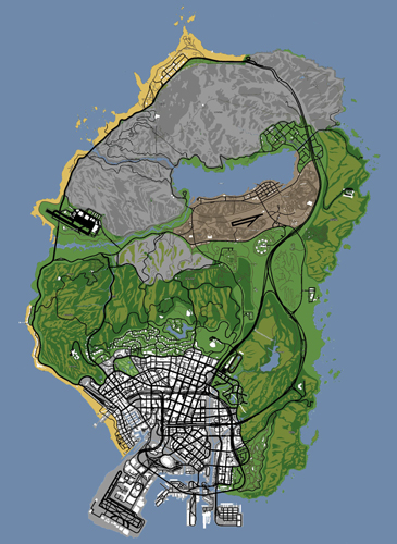 Мапа GTA 5 в стилі GTA: San Andreas.