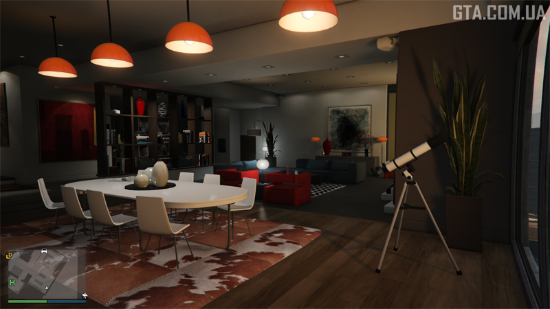 Living room in an apartment in GTA Online.