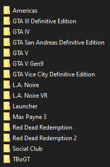 Folders leaked in Rockstar Games Launcher.