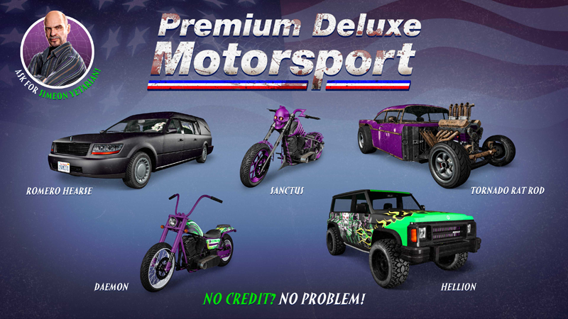 Vehicles in Premium Deluxe Motorsport this week.