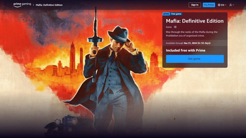 Mafia: Definitive Edition in Prime Gaming Subscription Yesterday at 21:00 OPla G560