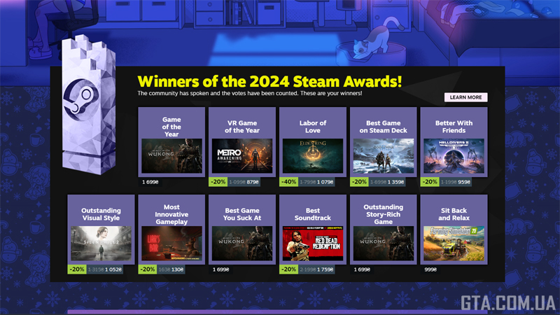 Best games of 2024 according to Steam users.