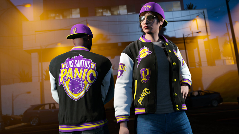 Los Santos Panic Cap and Varsity Jacket.