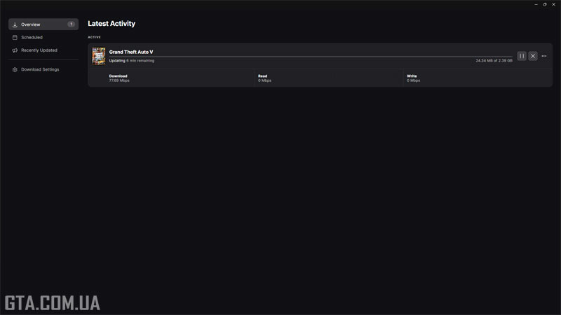 Загрузка обновления для Legacy-версии в Epic Games Store.