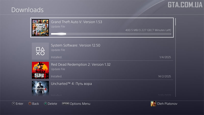 Downloading the update on PS4.