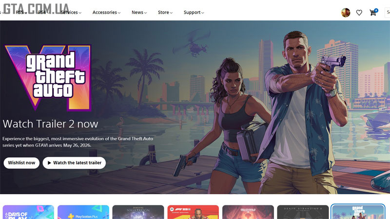 GTA 6 on the main page of the digital store.
