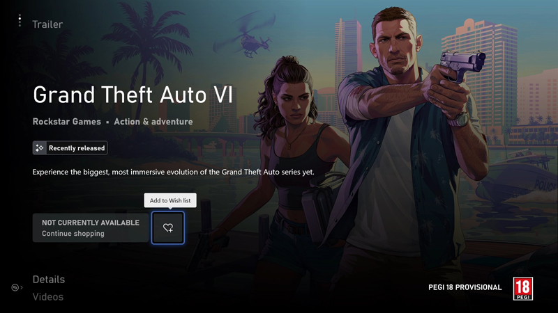 GTA 6 в Xbox Store.