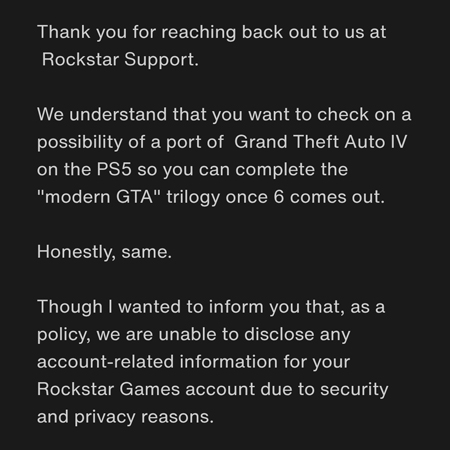 «Ви хочете порт GTA 4 на PS5? Чесно кажучи, ми також».
